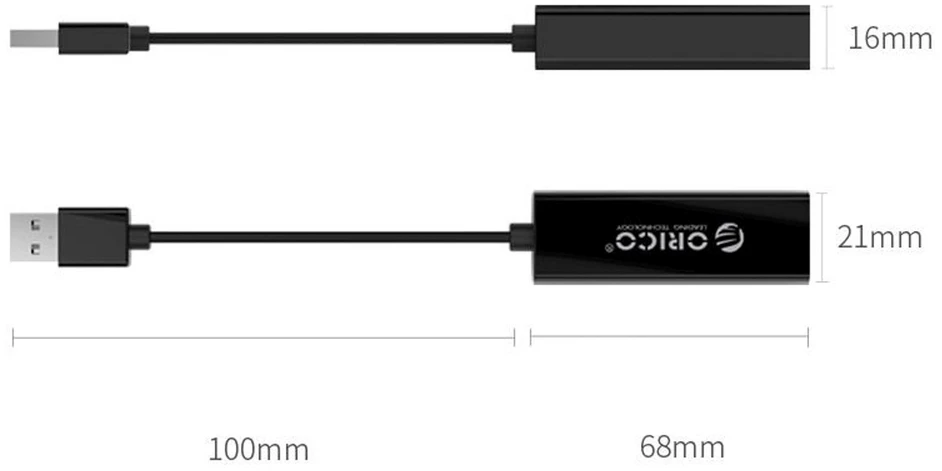 Orico UTJ-U3 1 Gigabit USB-A 3.0 išorinė tinklo plokštė - Juodas