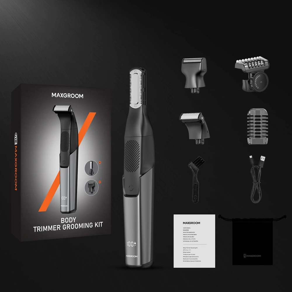 MAXGROOM JK-319 daugiafunkcis kirptuvas su keičiamais antgaliais - juodas