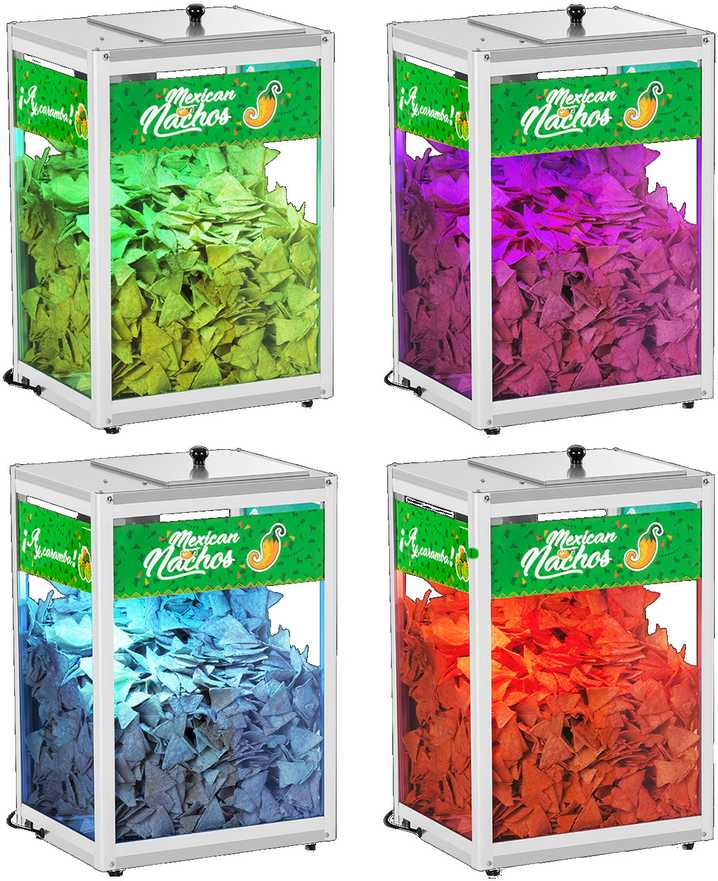 Šviečiantis šildytuvas nachos, kukurūzų spragėsiams ir žemės riešutams LED 100W Royal Catering RCNW-1L