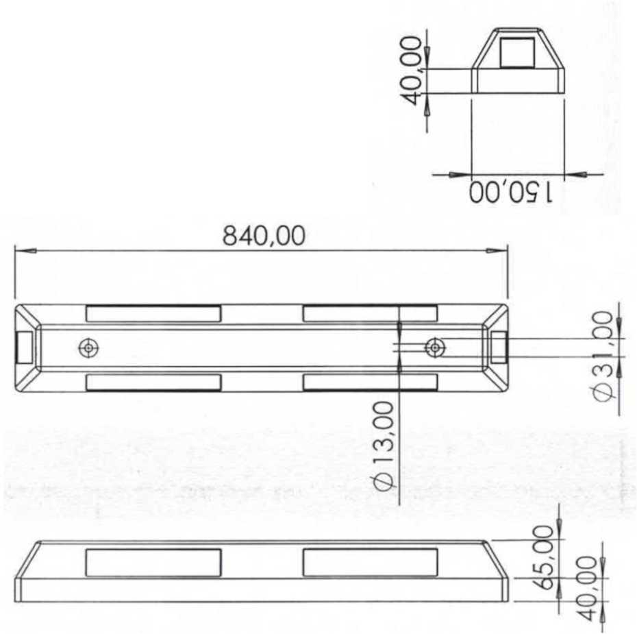 Pro-Line Parkavimo barjero separatorius su atspindinčia juosta 840x105x150mm