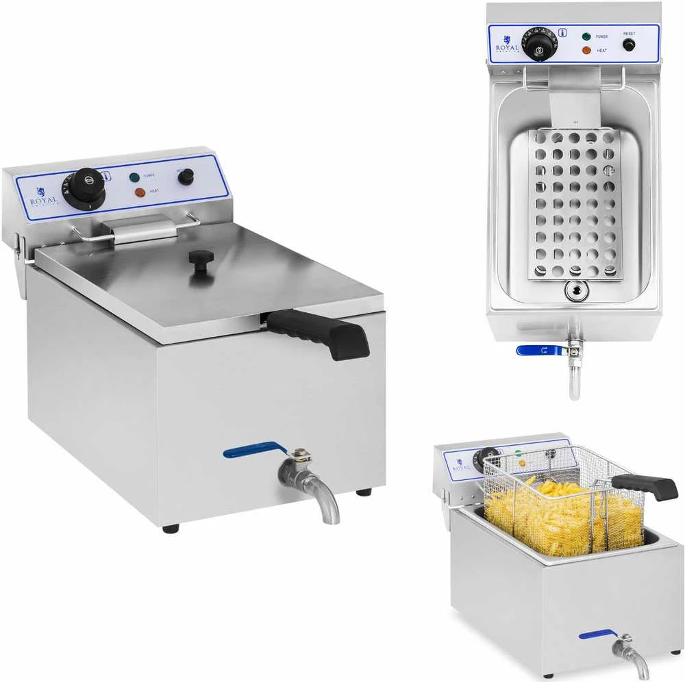 Gruzdintuvė Profesionali žuvies keptuvė su čiaupu 3000W 17L Royal Catering RCEF 15E