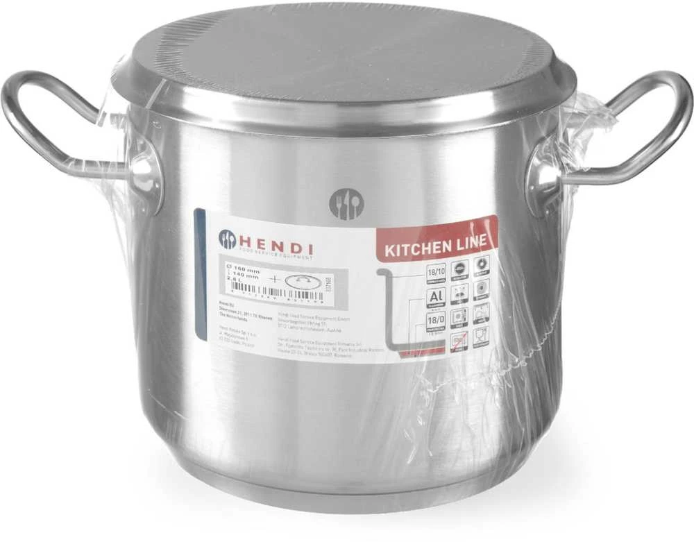 Puodas aukštas Kitchen Line su dangteliu 2,8 l śr. 160 x 140 h - Hendi 837108