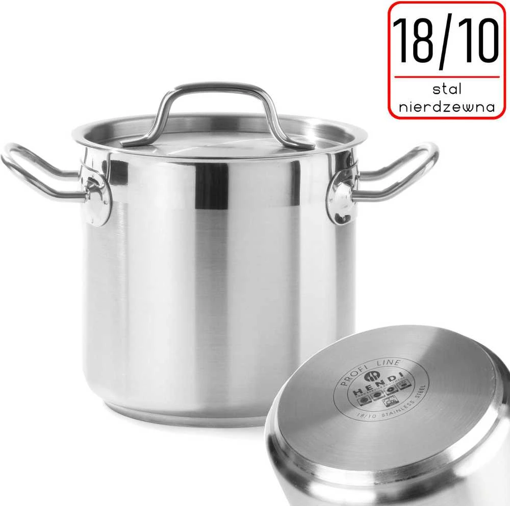 Puodas aukštas Profi Line su dangteliu dno Sandwich 50 l śr. 400 x 400 h - Hendi 832806