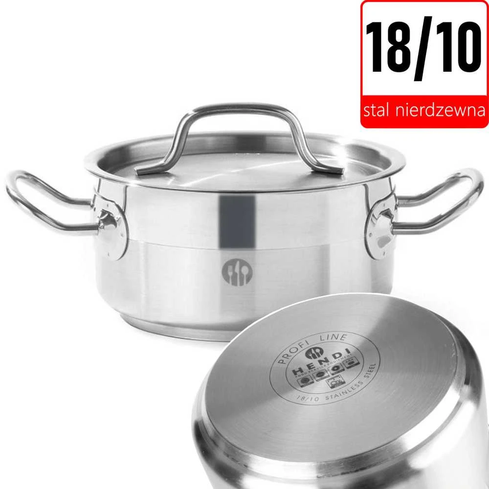 Puodas niski Profi Line su dangteliu 4,8 l śr. 240 x 105 h - Hendi 830406