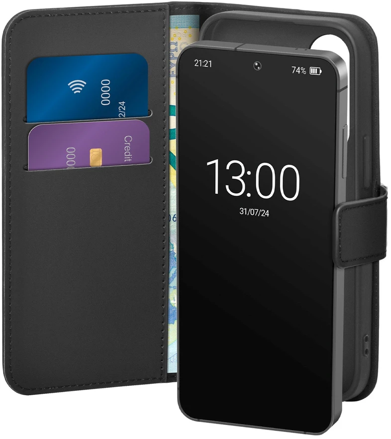 Puro Eco-Leather dėklas skirtas Samsung Galaxy S26 with Wallet – juodos spalvos
