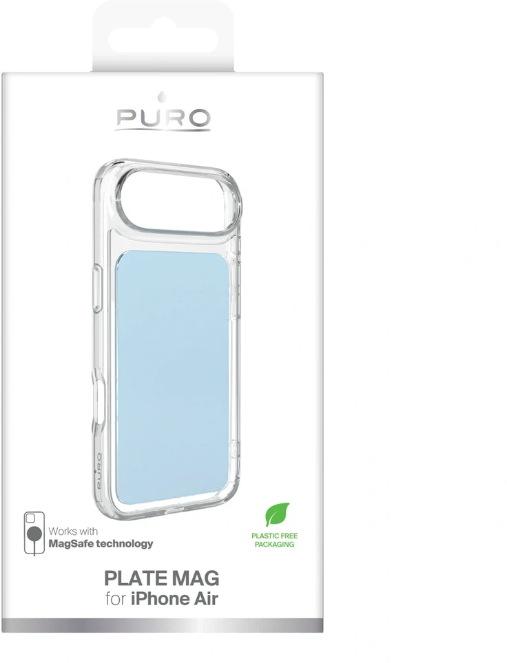 Puro „Plate Mag“ dėklas, skirtas „iPhone 17 Air“, suderinamas su „MagSafe“ – šviesus Mėlyna