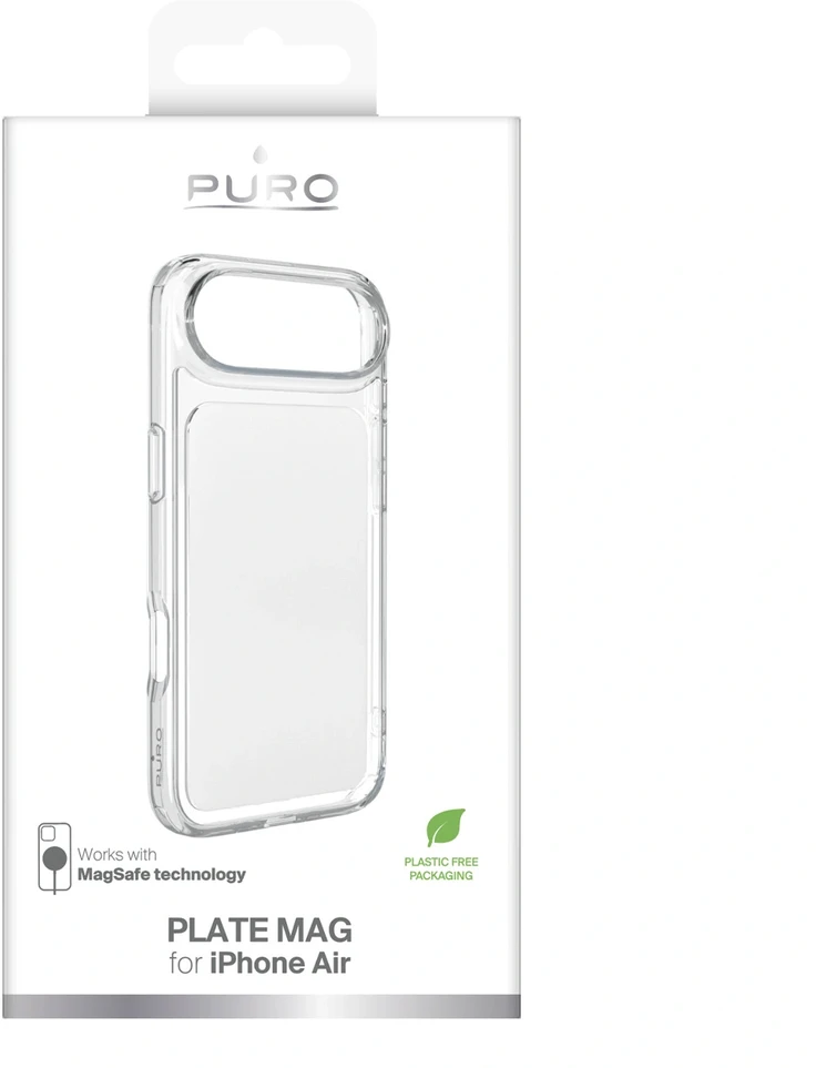 Puro „Plate Mag“ dėklas, skirtas „iPhone 17 Air“, suderinamas su „MagSafe“ – Baltas