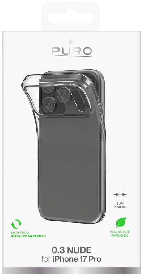 Puro 0.3 Nude Ultra-Slim TPU dėklas skirtas Apple iPhone 17 Pro – skaidrus