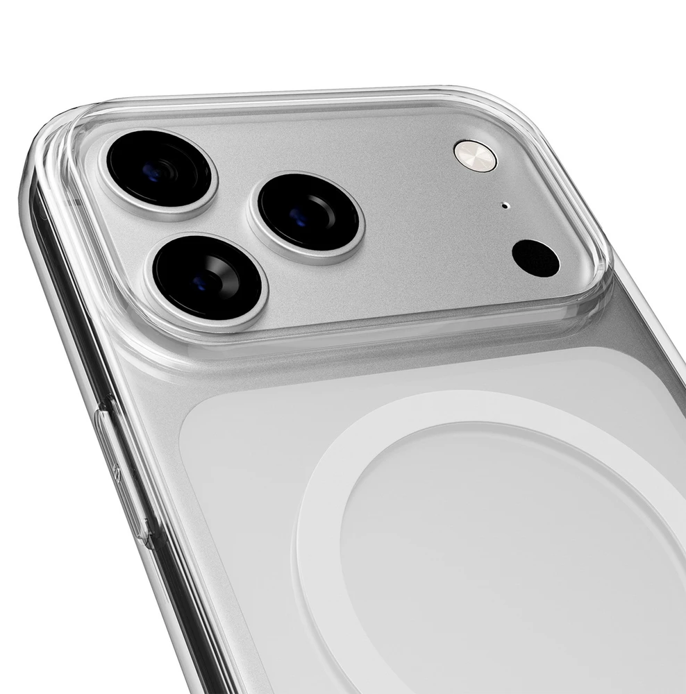 Puro Lite Mag TPU+PC dėklas suderinamas suMagSafe skirtas Apple iPhone 17 Pro – Transparent with Baltas Ring