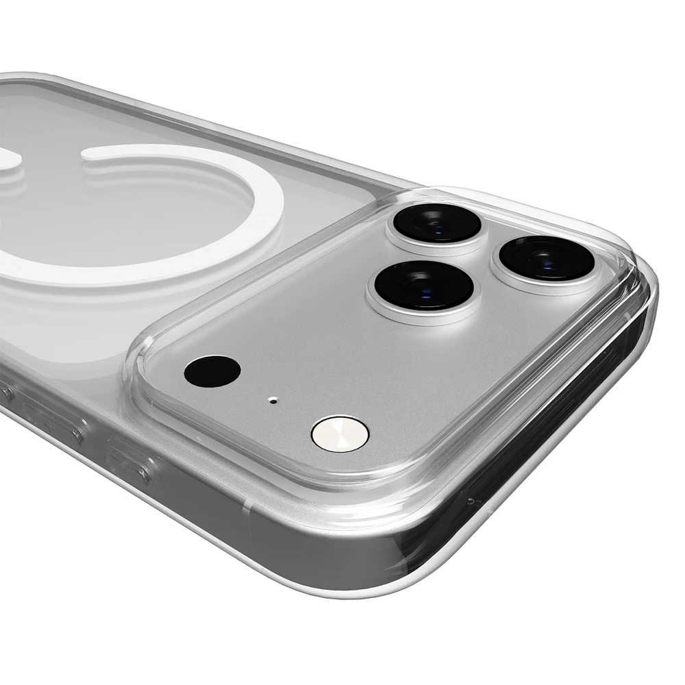 Puro Lite Mag TPU+PC dėklas suderinamas suMagSafe skirtas Apple iPhone 17 Pro – Transparent with Baltas Ring