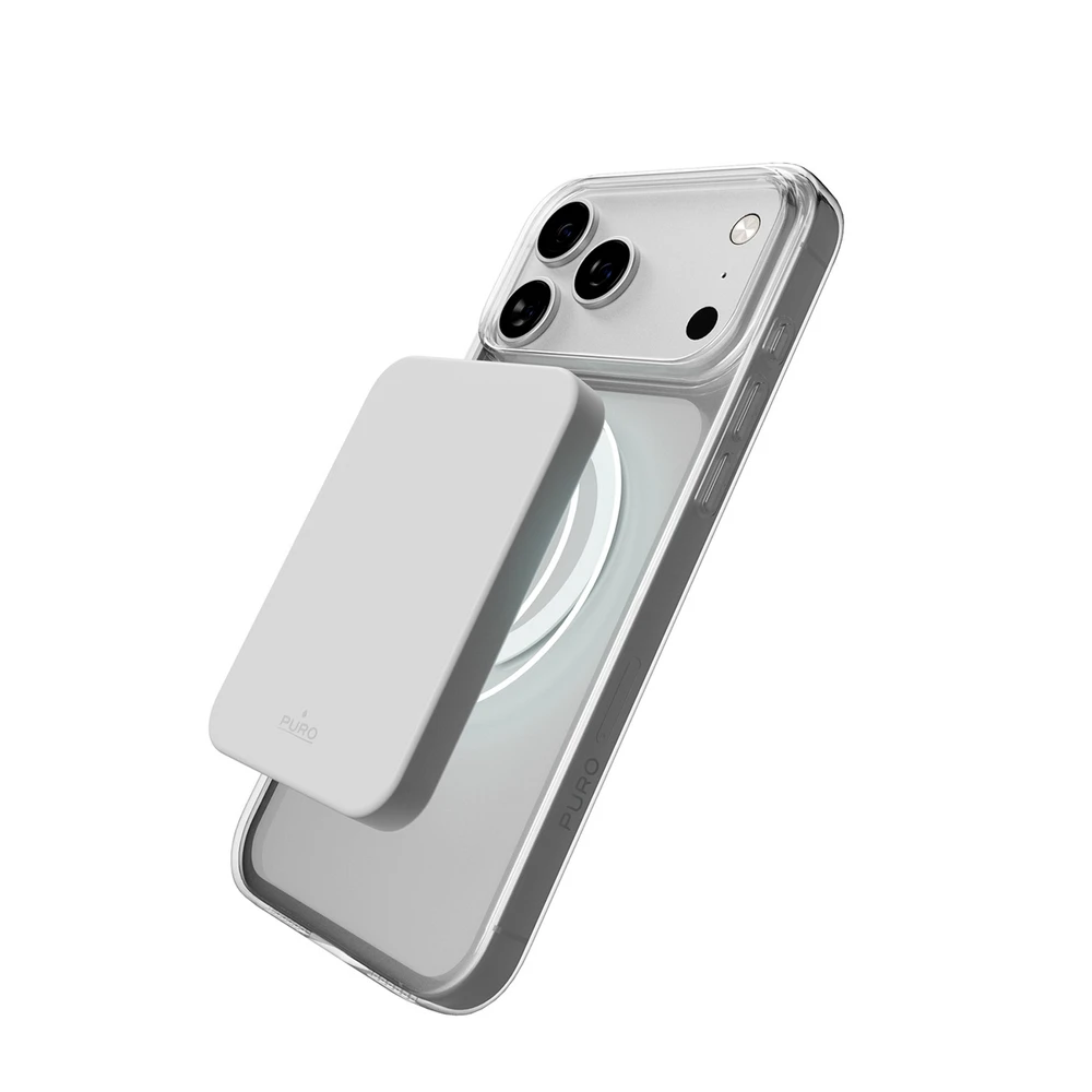 Puro Lite Mag TPU+PC dėklas suderinamas suMagSafe skirtas Apple iPhone 17 Pro – Transparent with Baltas Ring