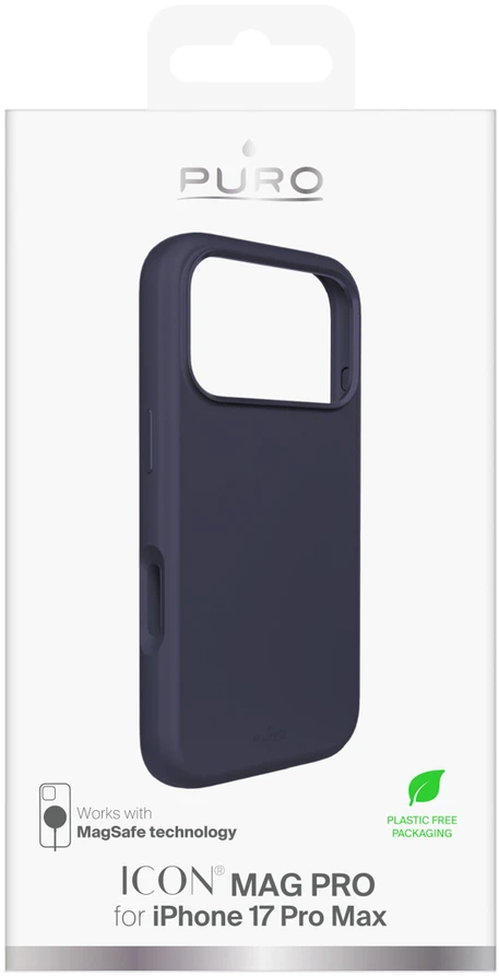 Puro Icon Mag Pro Liquid Silikoninis dėklas for iPhone 17 Pro Max, MagSafe Compatible, with Camera Protection and Aluminum Mygtukai - Dark Mėlyna