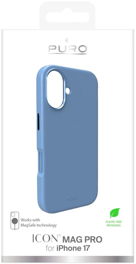 Puro Pure Icon Mag Pro Liquid Silicone dėklas skirtas Apple iPhone 17, MagSafe Compatible, with Camera Protection and Aluminum Mygtukai – Mėlyna