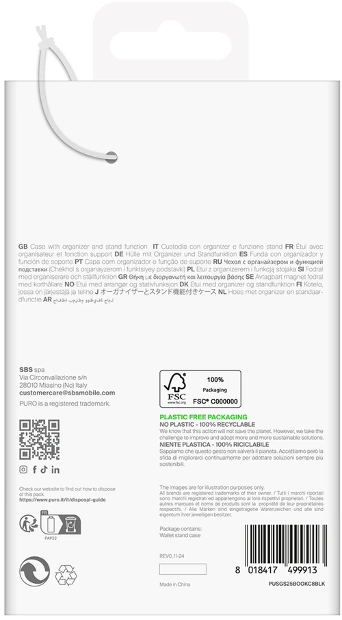 Puro Booklet Samsung Galaxy S25 Plus – dėklas telefonui juodos spalvos