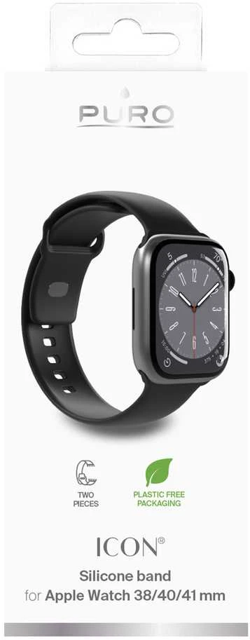 Puro „ICON” silikoninė apyrankė forApple Watch 38–40–41mm, juodos spalvos
