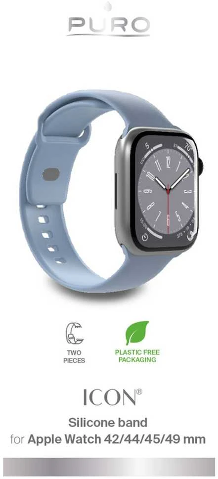 Puro „ICON” silikoninė apyrankė Apple Watch 42–44–45-49mm, light mėlynos spalvos