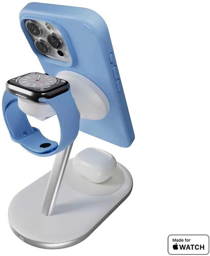Puro „Mag Station Qi2 3-in-1“ belaidis įkroviklis, suderinamas su „MagSafe“ – Baltas