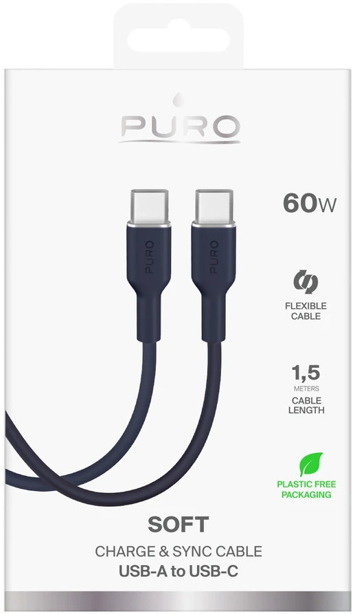 Puro ICON USB-C - USB-C laidas 1,5 m - Tamsiai mėlyna Mėlyna