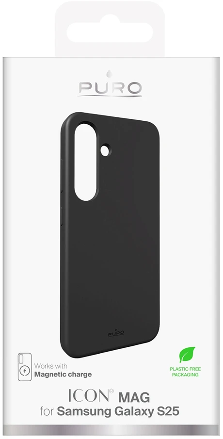 Puro Icon Mag Silicone with MagSafe Samsung Galaxy S25 – dėklas telefonui juodos spalvos