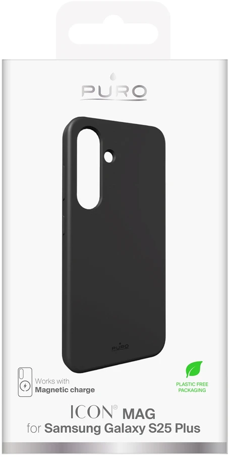 Puro Icon Mag Silicone with MagSafe Samsung Galaxy S25 Plus – dėklas telefonui juodos spalvos