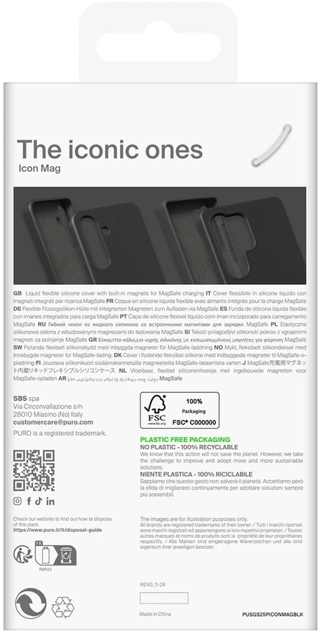 Puro Icon Mag Silicone with MagSafe Samsung Galaxy S25 Plus – dėklas telefonui juodos spalvos
