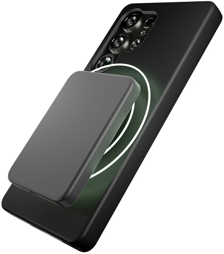 Puro Icon Mag silikoninis dėklas su MagSafe skirtas Samsung Galaxy S25 Ultra – juodos spalvos