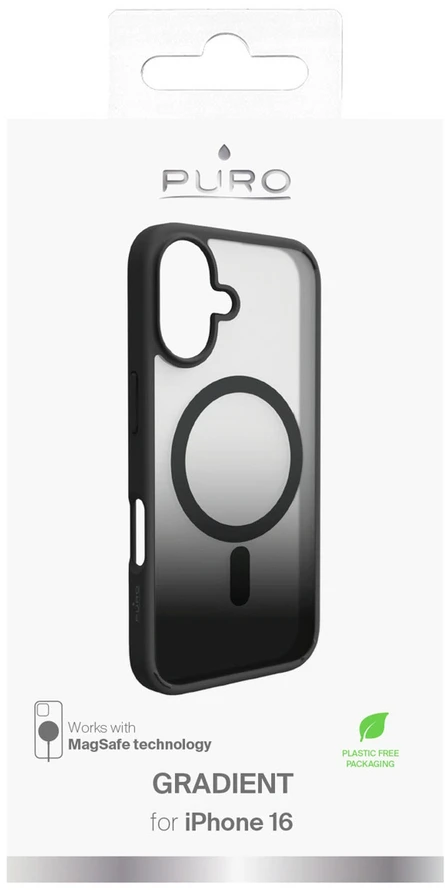 Silikoninis Puro Gradient MagSafe Apple iPhone 16 – dėklas telefonui juodos spalvos