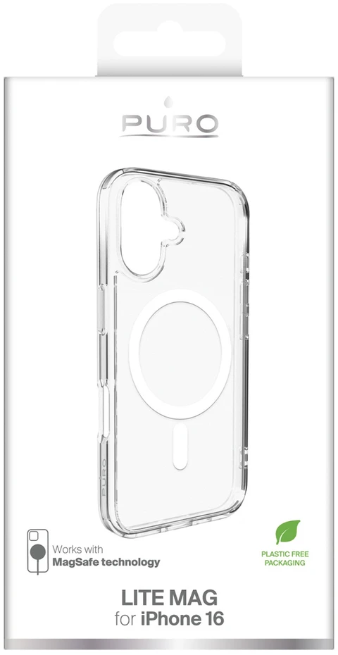 Silikoninis Puro Lite Mag MagSafe Apple iPhone 16 – dėklas telefonui skaidrus