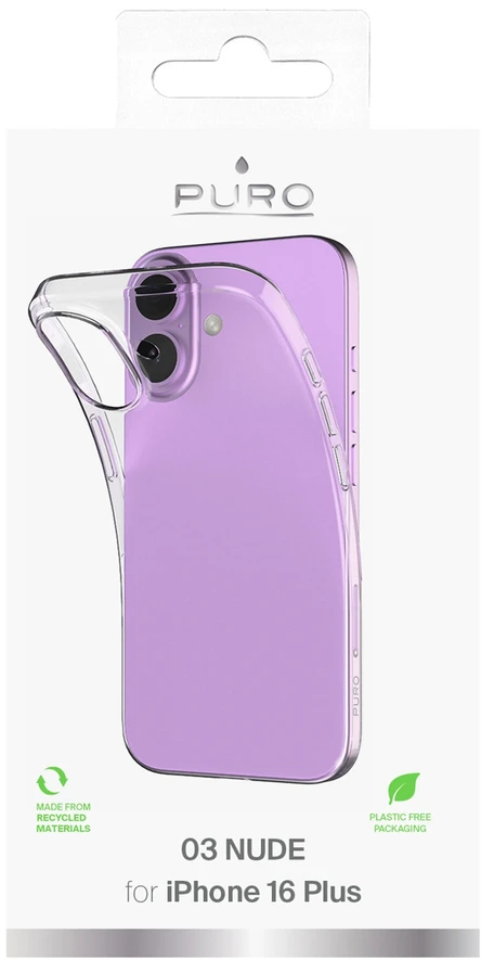 Silikoninis Puro 03 Nude Apple iPhone 16 Plus – dėklas telefonui skaidrus