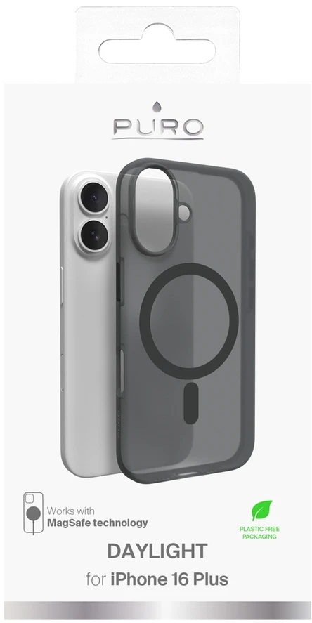 Silikoninis Puro Daylight MagSafe Apple iPhone 16 Plus – dėklas telefonui juodos spalvos