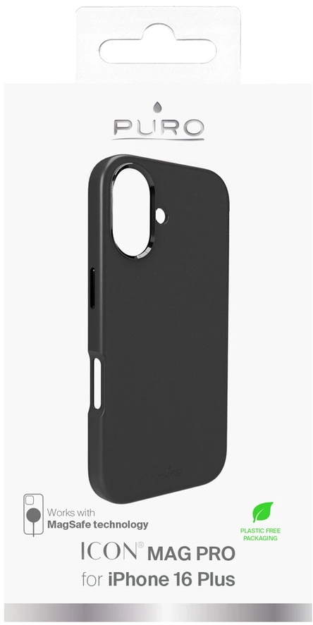 Silikoninis Puro Icon Mag Pro MagSafe Apple iPhone 16 Plus – dėklas telefonui juodos spalvos