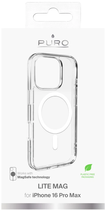 Silikoninis Puro Lite Mag MagSafe Apple iPhone 16 Pro Max – dėklas telefonui skaidrus