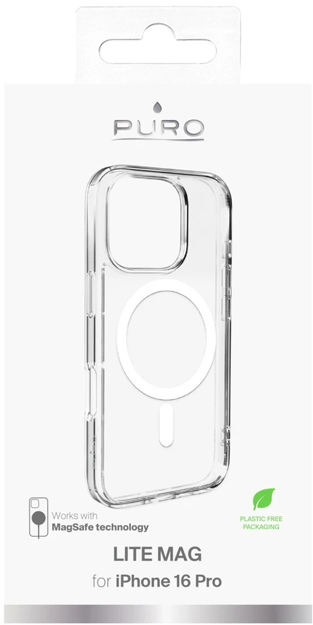 Silikoninis Puro Lite Mag MagSafe Apple iPhone 16 Pro – dėklas telefonui skaidrus