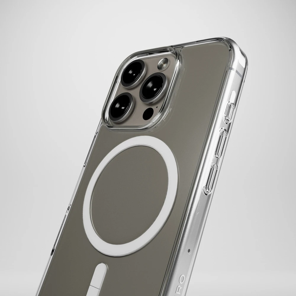 Puro Impact dėklas telefonui skaidrus D3O MagSafe Silikoninis Apple iPhone 16 Pro – dėklas telefonui skaidrus