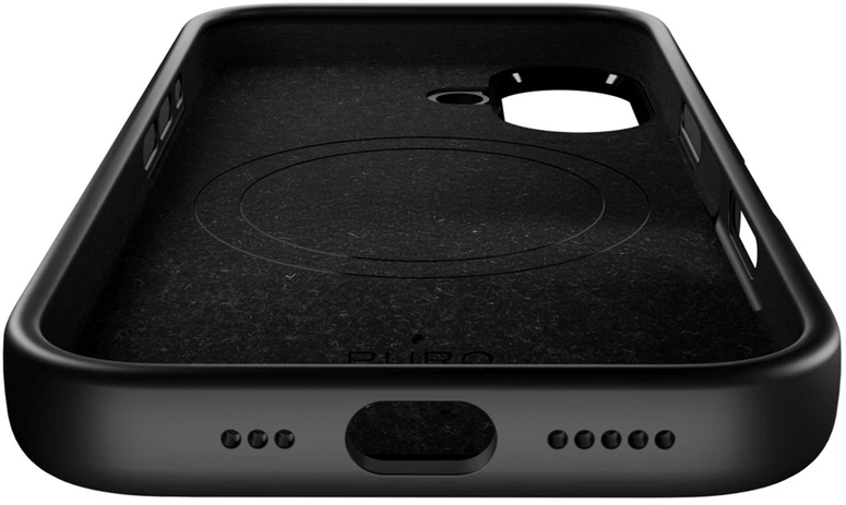 Puro Pure Icon Mag Pro Liquid Silicone dėklas skirtas Apple iPhone 17, MagSafe Compatible, with Camera Protection and Aluminum Mygtukai – juodos spalvos