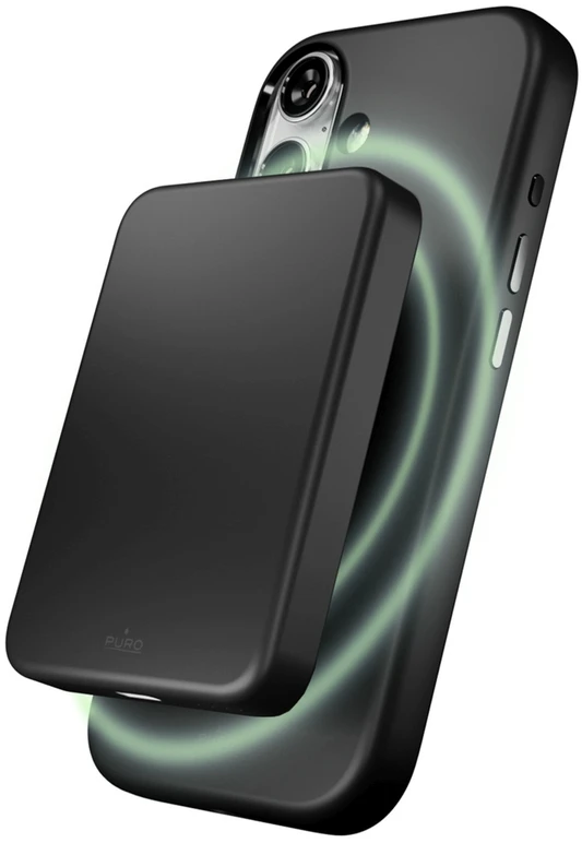 Puro Pure Icon Mag Pro Liquid Silicone dėklas skirtas Apple iPhone 17, MagSafe Compatible, with Camera Protection and Aluminum Mygtukai – juodos spalvos