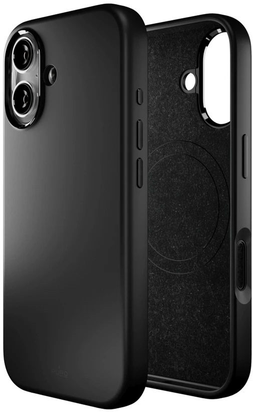 Puro Pure Icon Mag Pro Liquid Silicone dėklas skirtas Apple iPhone 17, MagSafe Compatible, with Camera Protection and Aluminum Mygtukai – juodos spalvos