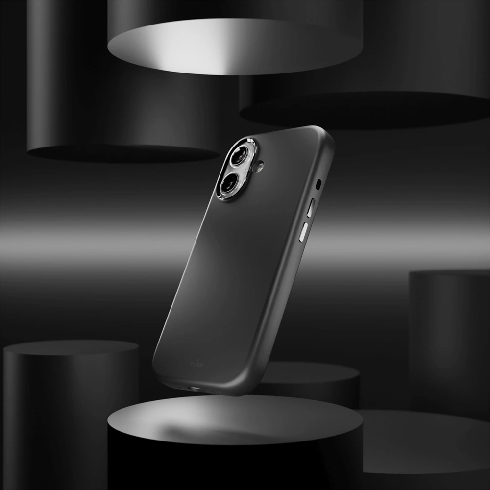 Puro Pure Icon Mag Pro Liquid Silicone dėklas skirtas Apple iPhone 17, MagSafe Compatible, with Camera Protection and Aluminum Mygtukai – juodos spalvos