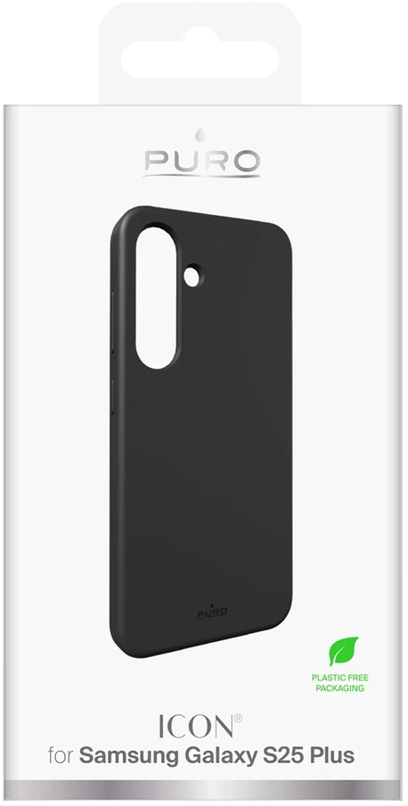 Puro Icon Silicone Samsung Galaxy S25 Plus – telefono dėklas, juodos spalvos