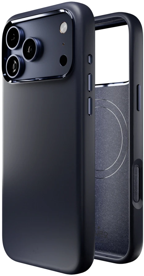 Puro Icon Mag Pro Liquid Silikoninis dėklas for iPhone 17 Pro, MagSafe Compatible, with Camera Protection and Aluminum Mygtukai - Dark Mėlyna