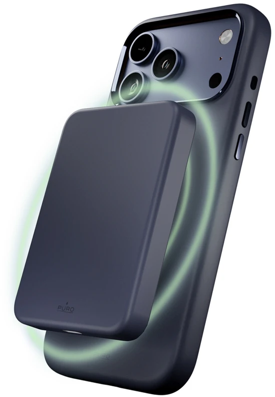 Puro Icon Mag Pro Liquid Silikoninis dėklas for iPhone 17 Pro, MagSafe Compatible, with Camera Protection and Aluminum Mygtukai - Dark Mėlyna