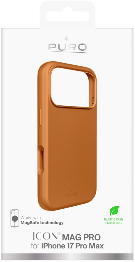 Puro Icon Mag Pro Liquid Silikoninis dėklas for iPhone 17 Pro Max, MagSafe Compatible, with Camera Protection and Aluminum Mygtukai - Oranžinis