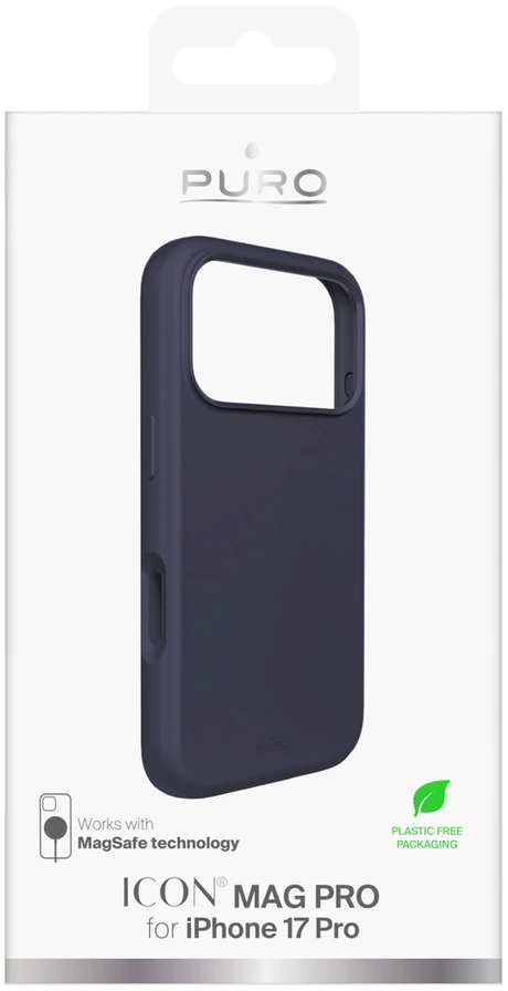 Puro Icon Mag Pro Liquid Silikoninis dėklas for iPhone 17 Pro, MagSafe Compatible, with Camera Protection and Aluminum Mygtukai - Dark Mėlyna