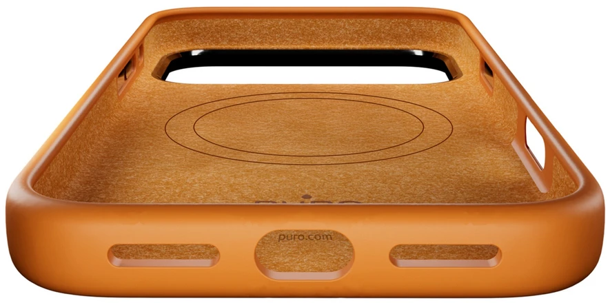 Puro Icon Mag Pro Liquid Silikoninis dėklas for iPhone 17 Pro Max, MagSafe Compatible, with Camera Protection and Aluminum Mygtukai - Oranžinis