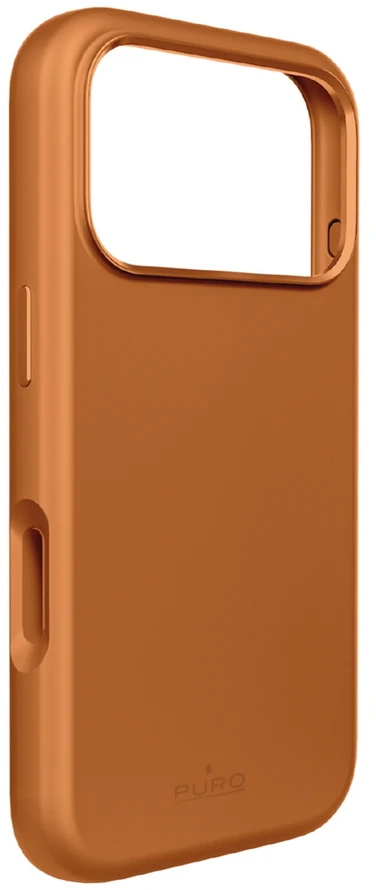 Puro Icon Mag Pro Liquid Silikoninis dėklas for iPhone 17 Pro, MagSafe Compatible, with Camera Protection and Aluminum Mygtukai - Oranžinis