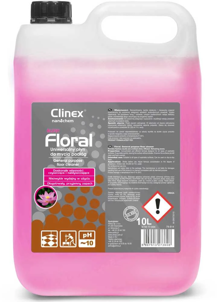 Grindų valymo skystis be dryžių, blizgesio, kvapo CLINEX Floral - skaistalai 10L