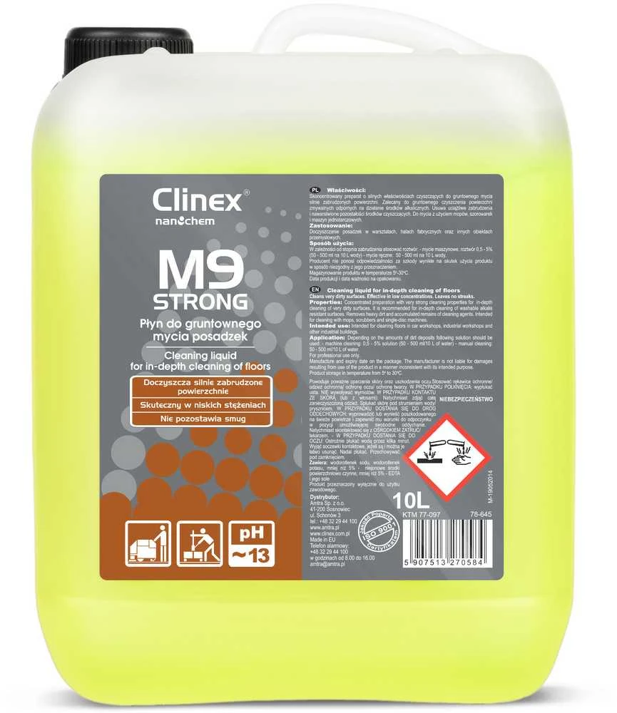 Clinex Liquid labai nešvarių grindų plovimui CLINEX M9 Strong 10L Skystis labai nešvarių grindų plovimui CLINEX M9 Strong 10L
