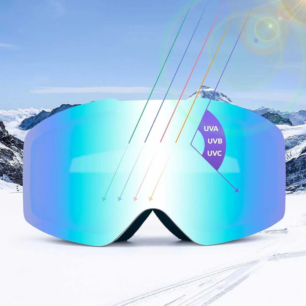 Qunature Berėmės slidinėjimo akiniai nuo rasojimo, apsaugantys nuo UV400 – balti