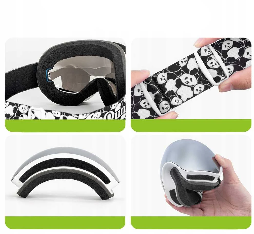 Qunature Gogle narciarskie vaikams Panda UV400 - juoda-balta