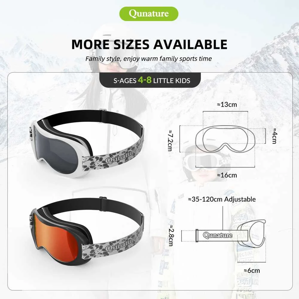 Qunature Gogle narciarskie vaikams Panda UV400 - juoda-balta